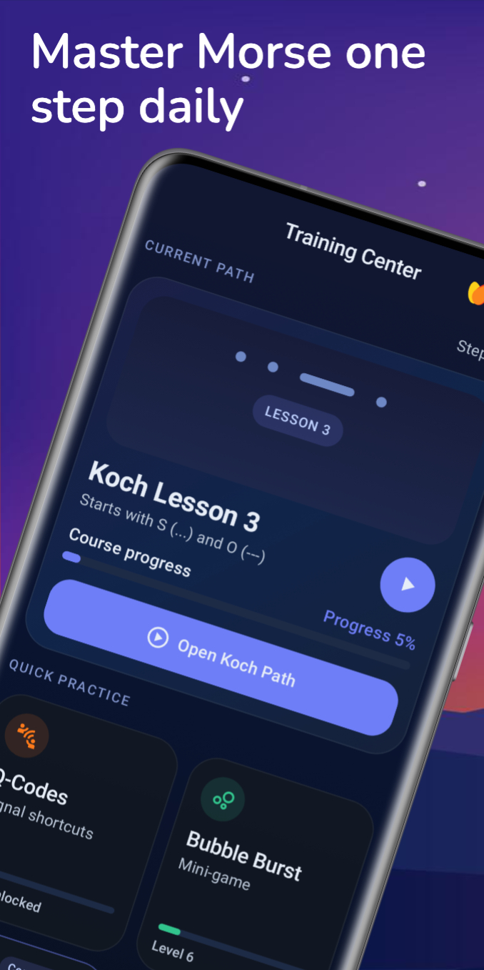 Morseify screenshot showing the main translation and playback experience