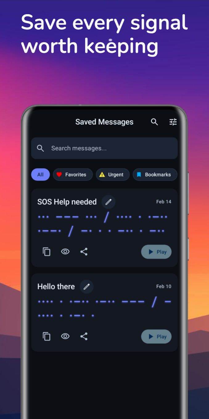 Morseify screenshot showing the training flow and lesson progression